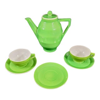 Vintage Green Laveno Italian Tea Set, Società Ceramica Italiana, Mid Century For Sale