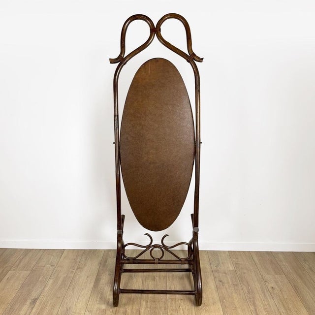 Curved Wooden Psyche Mirror, 1960s For Sale - Image 10 of 15