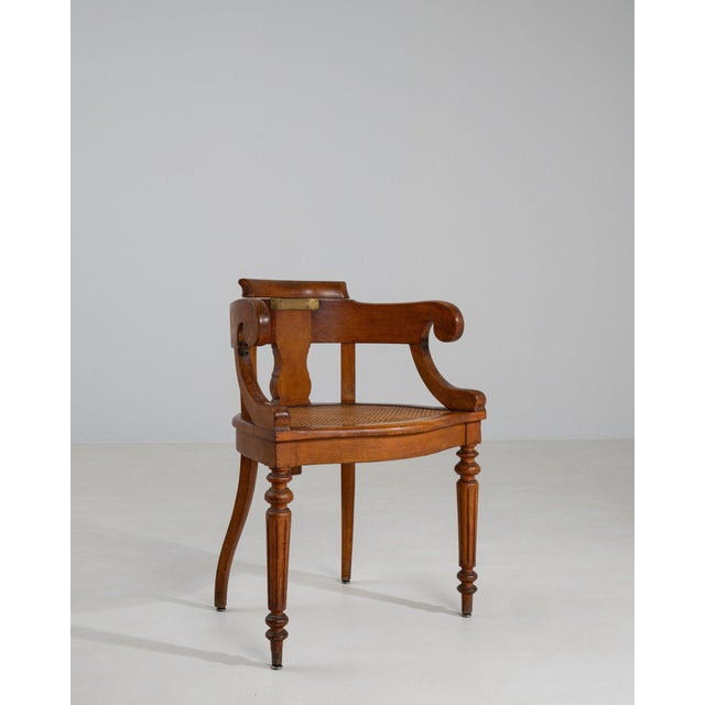 Mid 20th Century France Louis XVI Brown Wood Armchair For Sale - Image 11 of 11