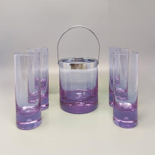 Ice Bucket with Glasses from Ivat, Italy, Set of 5 For Sale - Image 11 of 13
