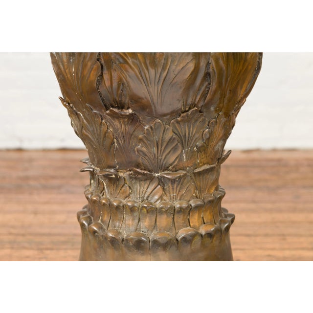 Contemporary Bronze Acanthus Leaves & Palmettes Flower Pedestal For Sale - Image 10 of 12