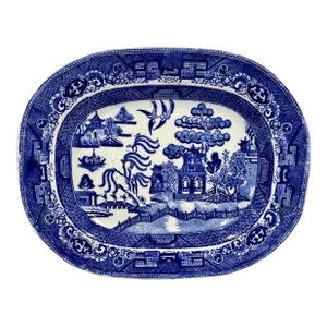 Antique Blue Willow Serving Platter Made in England- Circa 19th Century
