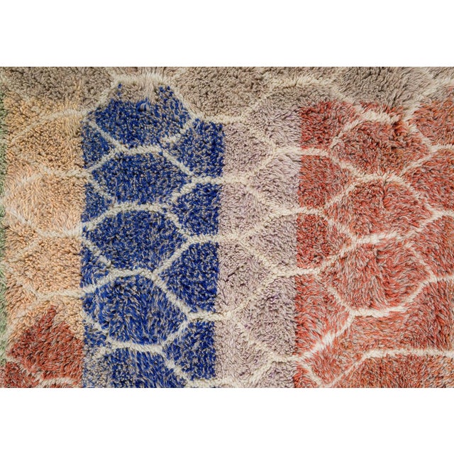 Green Colorful Honeycomb Trellis Hand-Knotted Moroccan Wool Rug | 13'9" X 9'10" | One of a Kind For Sale - Image 8 of 8