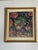 Colorful abstract painting by Elia Magical Garden with Hedgehogs, mixed media on brown paper framed in gold tone frame...