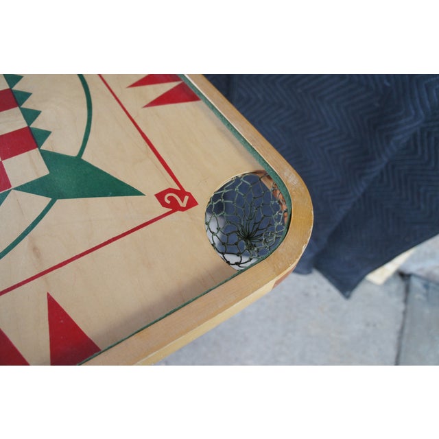 Wood Vintage Carrom Crokinole Chess Checkers Game Board Pedestal Table 42" For Sale - Image 7 of 12