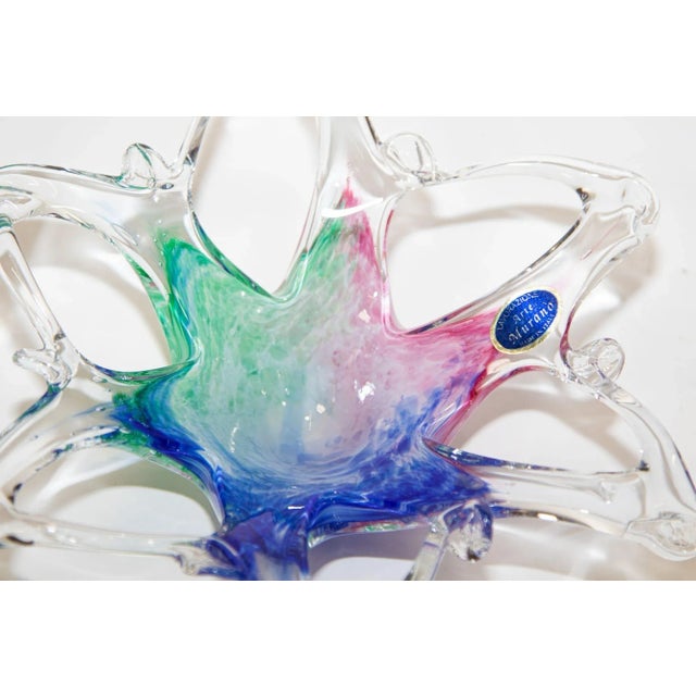 Late 20th Century Vintage Murano Star Flower Shape Art Glass Dish Italy For Sale - Image 5 of 13