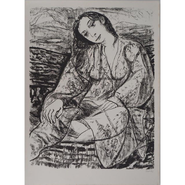 Leopoldo Presas, Romantic Young Woman, Lithograph For Sale - Image 7 of 7