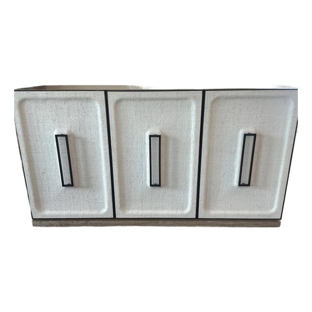 Uttermost/Revelation White Linen 3-Door Cabinet For Sale