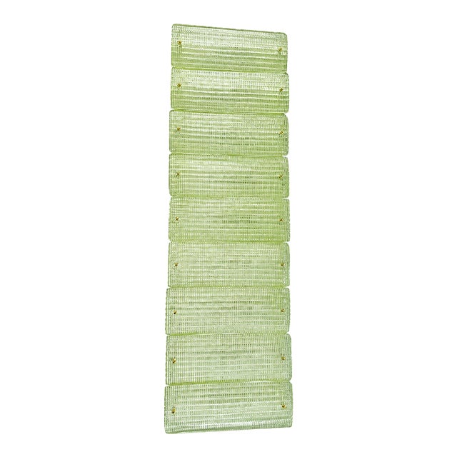 Green Italian Luxury Brass Wall Sconce in Diamanted Murano Glass and Flush Mount For Sale