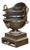 English Regency Style Coal Burner Fireplace Urn Grate with Brass Volutes For Sale