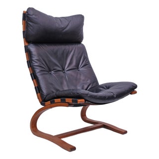 Vintage Kengu Chair in Leather by Elsa & Nordahl Solheim for Rybo Rykken & Co, 1960s For Sale