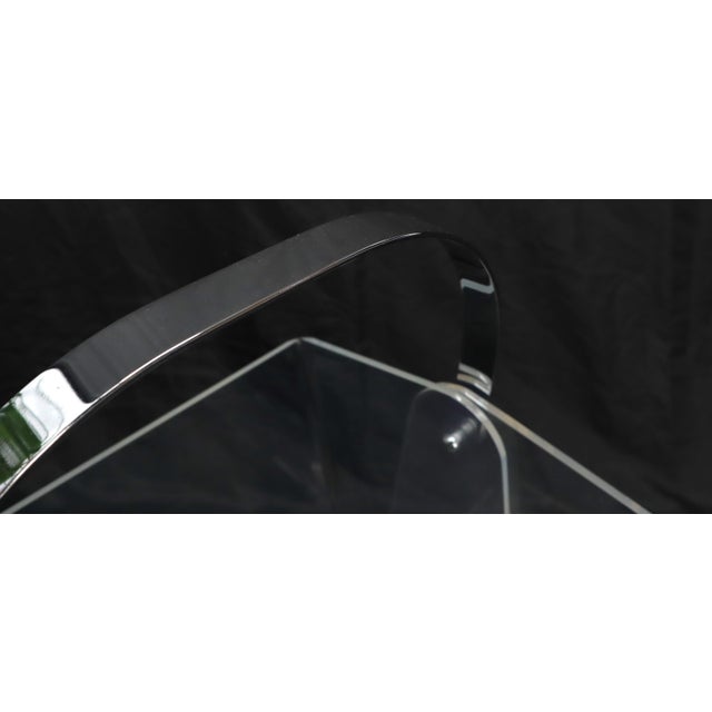 Transparent 20th C. Mid-Century Modern Bent Lucite & Chrome Paper Basket & Letter Holder For Sale - Image 8 of 12