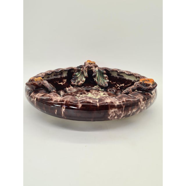 Mid-Century Modern Large Decorative Ceramic Platter with Rose Relief from Jasba Keramik, Germany, 1960s For Sale - Image 3 of 12