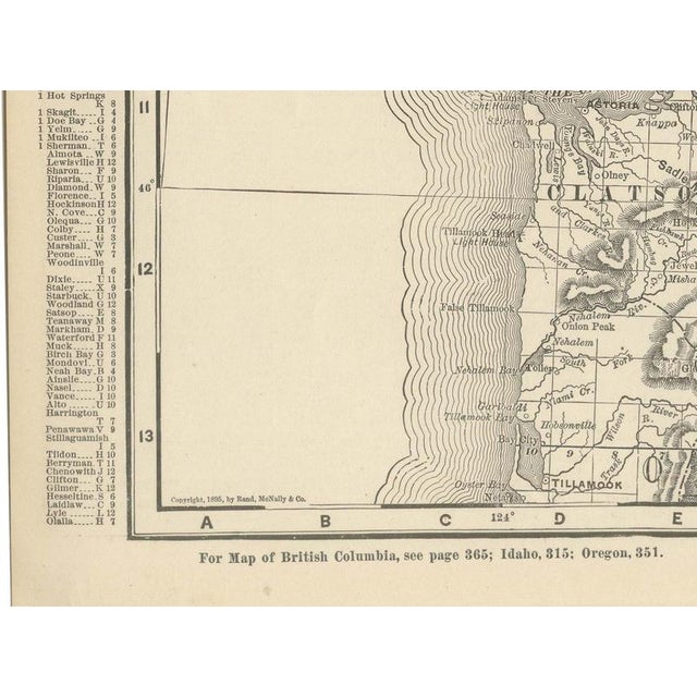 Black Antique Map of Washington State, The Evergreen State from Rand McNally, 1899 For Sale - Image 8 of 12