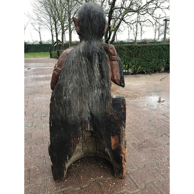 19th C. Folk Art Brown Wood Sculpture For Sale - Image 10 of 12