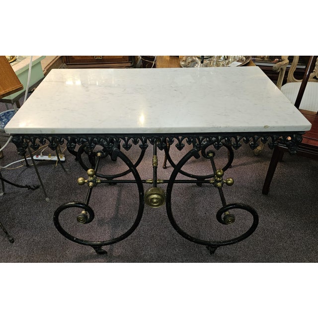 Late 19th Century 19th Century French Cast Iron & Marble Butcher Shop or Pastry Table For Sale - Image 5 of 14