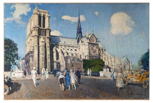 Jean Franck Baudoin, Notre Dame de Paris, Large Oil on Canvas