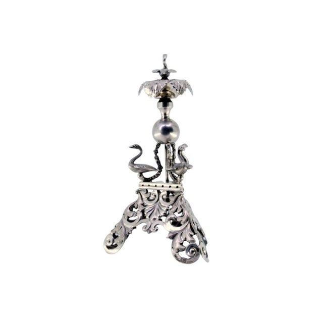Metal Silver Toothpick Holder with Swans For Sale - Image 7 of 7