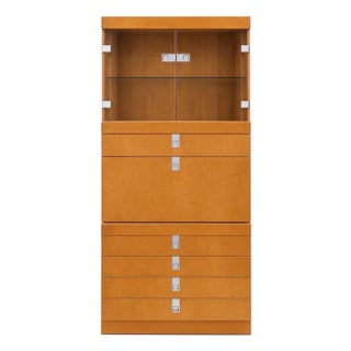 Baker Furniture Burl Wood/Glass Dry Bar/Cocktail Cabinet, 1970 For Sale