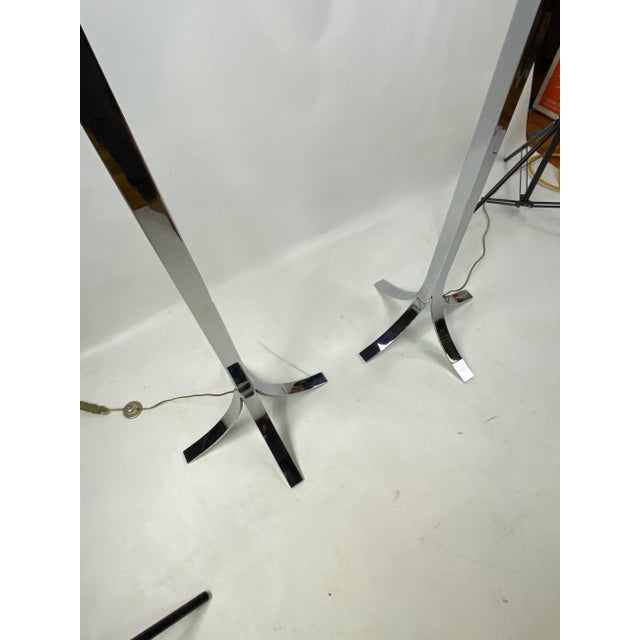Mid-Century Modern Mid-Century Modern Stainless Chrome Floor Lamps - a Pair For Sale - Image 3 of 10