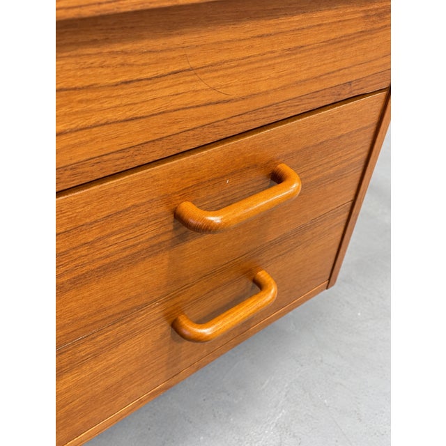 Apartment Sized Mid Century Modern Teak Desk | Compact Danish Writing Desk, C. 1960's For Sale - Image 13 of 16
