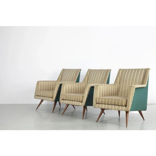 Turquoise Vintage Lounge Chairs, 1950s, Set of 3 For Sale - Image 8 of 18