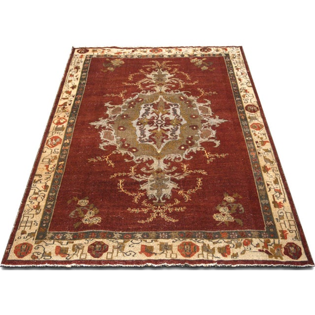 1960s 1960s Turkish Oushak Rug For Sale - Image 5 of 6