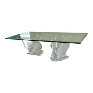 Vintage Acrylic & Glass Swan Coffee Table For Sale