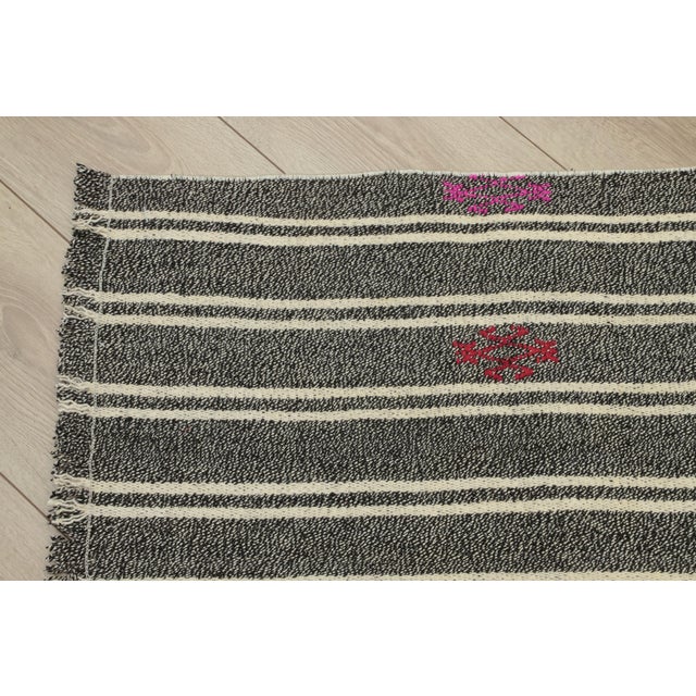 1980s 1980s Scandinavian Style Stripe Design Handmade Oushak Kilim Runner Rug For Sale - Image 5 of 12
