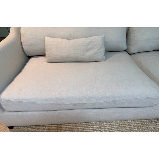 Textile Cisco Home Down-Filled Sofa – Neutral Linen, Deep & Comfortable, or Reupholstery Opportunity For Sale - Image 7 of 8