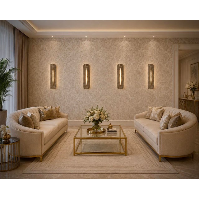 A highly original Murano glass wall lamp with a very elongated glass plate and an unmistakable smoky color. Refinement and...