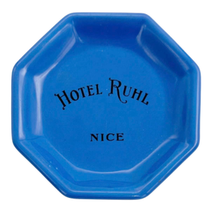 Vintage Hotel Ruhl Nice France Blue Ashtray Catchall Dish