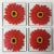 Glass Retro Handpainted Red Zinnia Flower Glass Coasters, Signed For Sale - Image 7 of 7