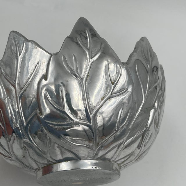 Traditional Vintage Portmeirion Aluminum Metal Leaf Bowl Planter For Sale - Image 3 of 10