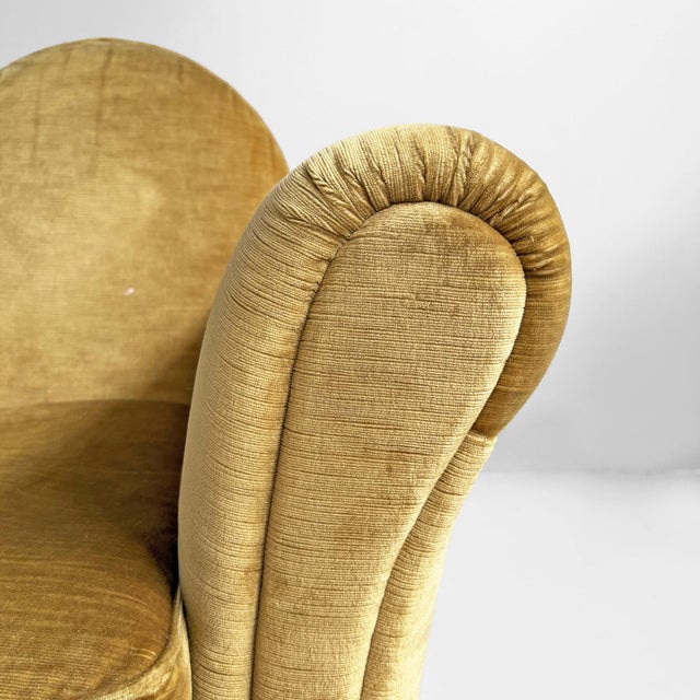 Mid-Century Modern Italian Yellow Velvet Chairs by Tito Agnoli for Poltrona Frau, 1950s, Set of 2 For Sale - Image 14 of 18