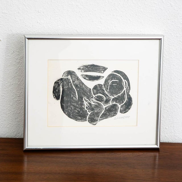 Abstract Mid Century Modern Reclining Nude Block Print George Constant Abstract Signed For Sale - Image 3 of 9