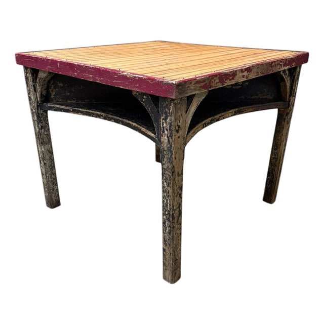 Vintage Painted Tavern Americana Poker Card Game Table For Sale