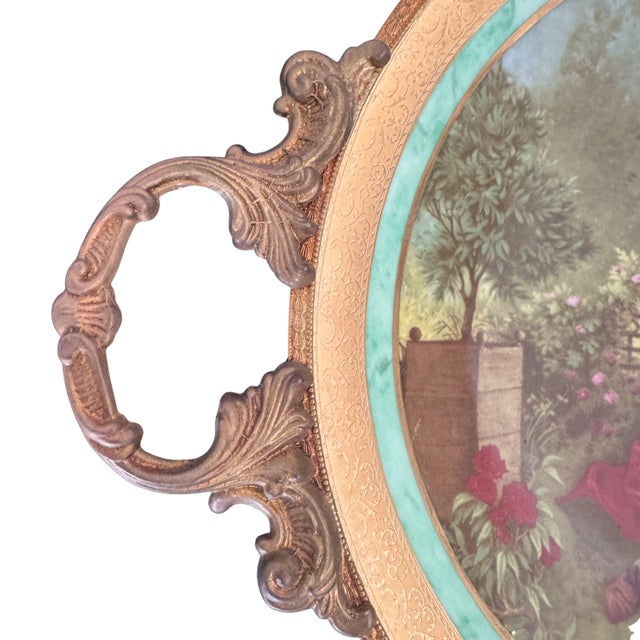 Ceramic Vintage L’etoile Limoges Fragonard Porcelain Handled Tray 22k Gold France For Sale - Image 7 of 10
