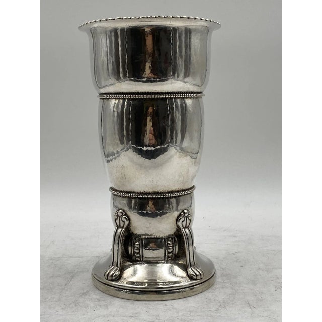 Danish C. Heise Silver Hand Hammered Vase For Sale - Image 4 of 7