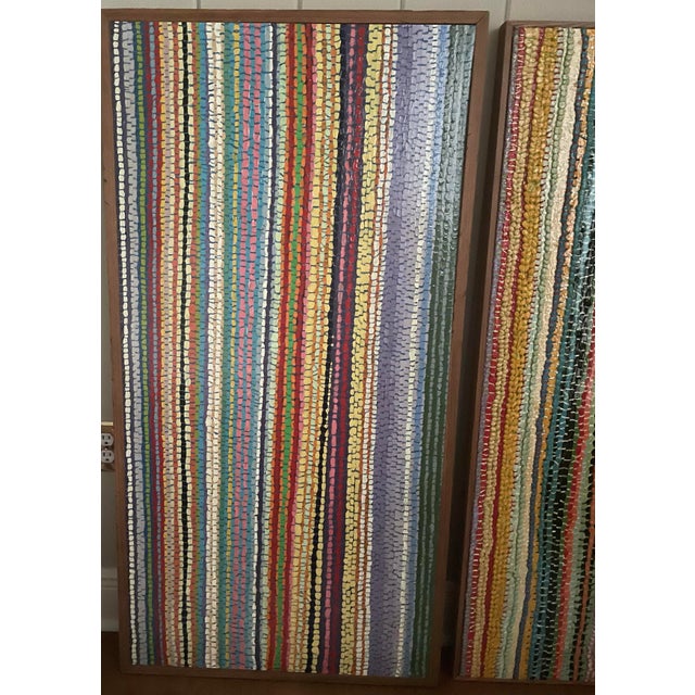 Traditional Pair of Unique, Original Rag Rug Paintings on Wood by Artist Julian Helms of Selma, Alabama For Sale - Image 3 of 8