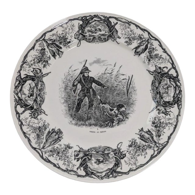Mid 20th Century Villeroy & Boch La Chasse Au Marais Dinner Plate Discontinued Toile Hunting For Sale