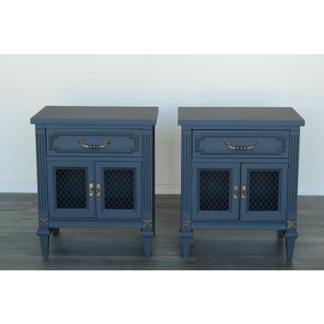 1970s Pair of Mid Century Gray Painted Nightstands Chairish