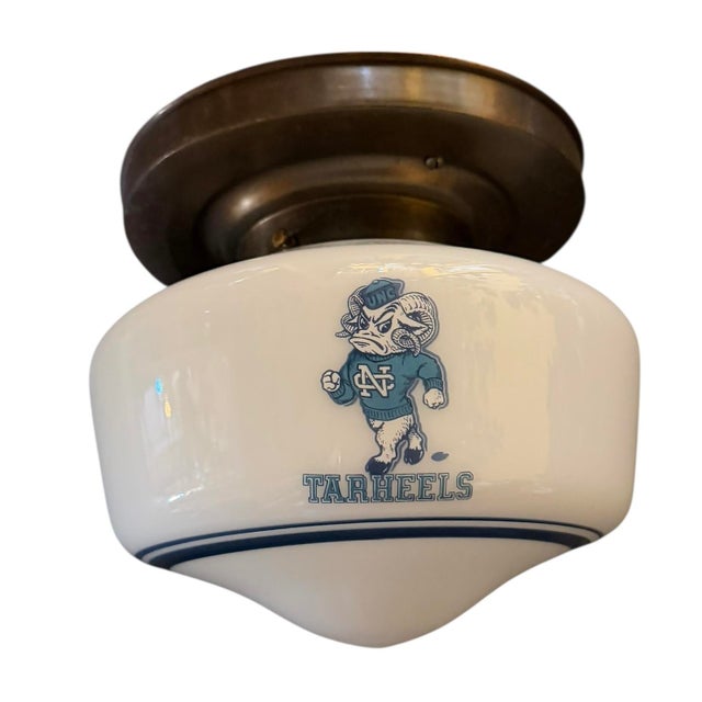 Brass Mid 20th Century Mid-Century University of North Carolina Tarheels Mascot Flushmount For Sale - Image 8 of 8