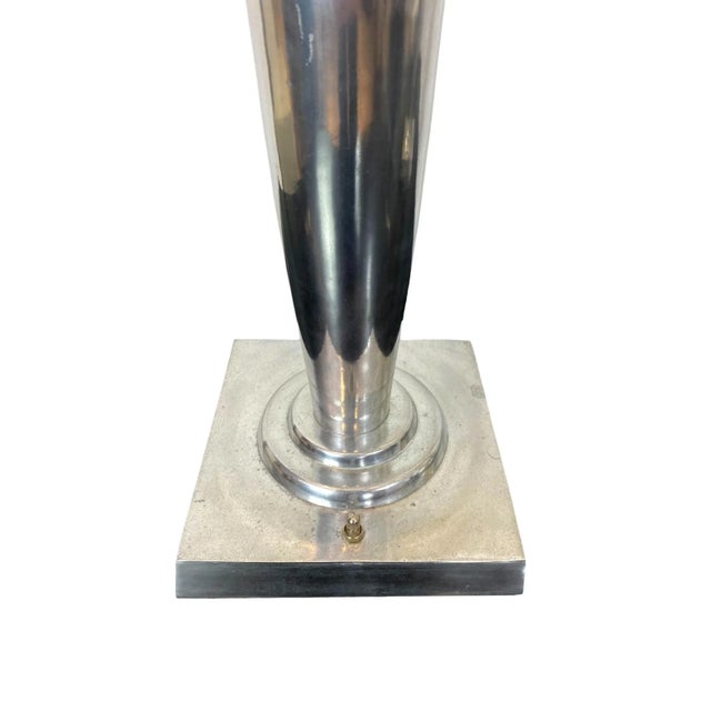 Mid-Century Modern Aluminum Table Lamps With New Custom Laced Shades French - a Pair For Sale - Image 4 of 5