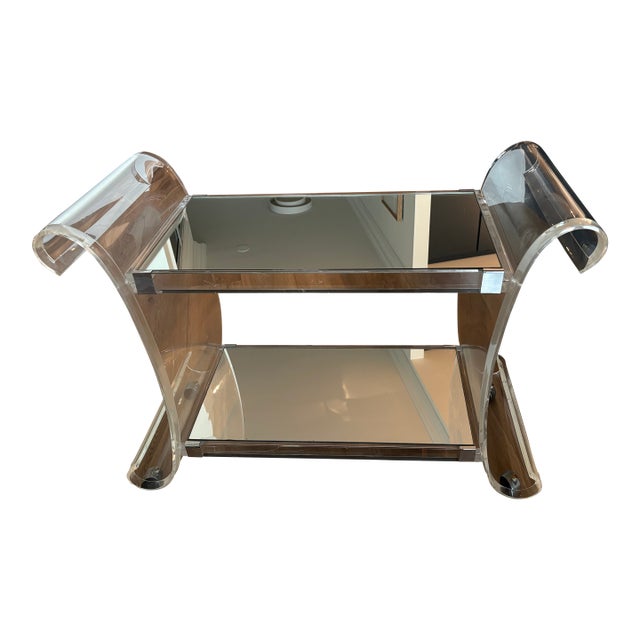 Mid Century Modern Lucite Bar Cart on Casters For Sale