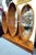 Brown Vintage Art Deco Style Fan & Feather Shaped Three Section Lighted Display Cabinet For Sale - Image 8 of 18