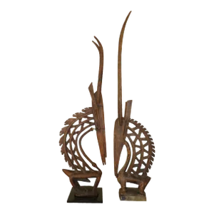 1930s Malian Chi-Wara Head Crests- a Pair