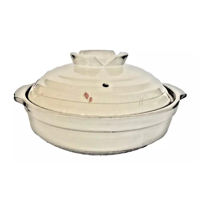 Japanese Mid Century Japanese Ceramic Donabe Cooking Vessel Casserole Stoneware Lidded Pot Vintage For Sale - Image 3 of 12