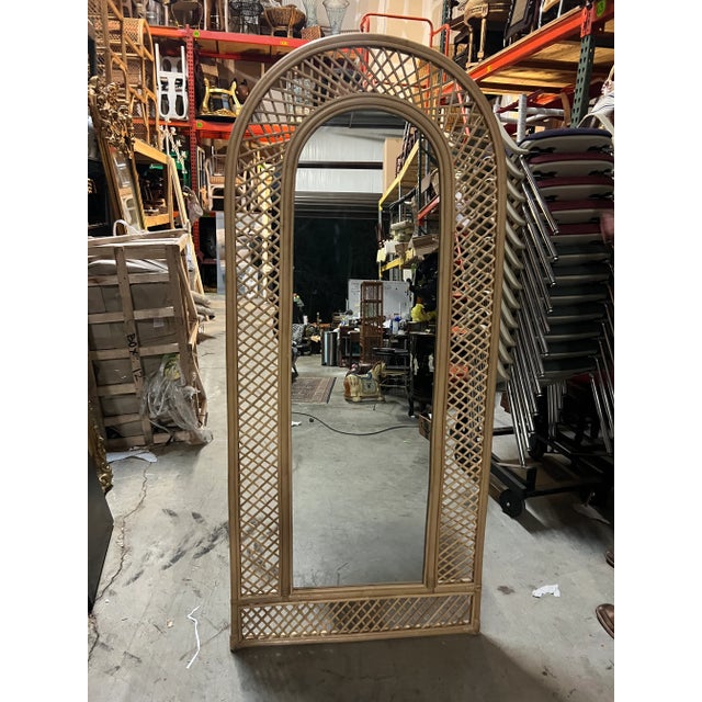 Vintage 1970s Bamboo Mirror For Sale - Image 4 of 6