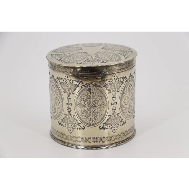 Victorian 19th Century Monogrammed Biscuit Barrel, English Silver Plate, Maker Roberts & Belk For Sale - Image 3 of 12